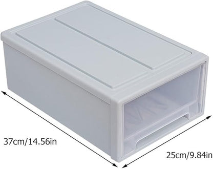 OSALADI Stackable Transparent Plastic Storage Box for Clothes and Shoes Lightweight Multi-purpose Drawer Organizer for Bedroom and Home Light Blue Container