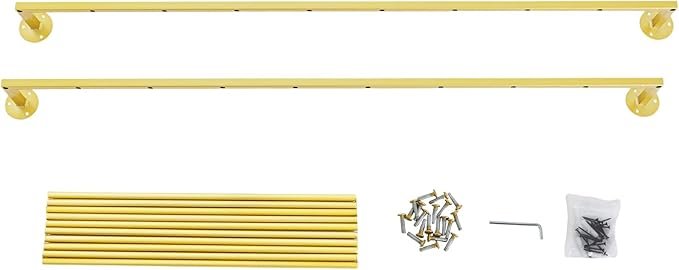 Wall Mounted Display Rack, 10-Tier Wall Mounted Scarf Rack, Gold Towels Storage Rack, Wrapping Paper Ribbon Organizer, Metal Wall Display Rack for Bedroom, Retail Store, Flower Shop