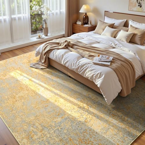 Ompaa Living Room Rug 6x9 Area Rug Washable Boho Carpet Non Slip Abstract Vintage Indoor Large Rugs for Bedroom, Classroom, College Dorm, Farmhouse, Dining Room, Kids Playroom (Orange, Silver & Gray) - Image 2