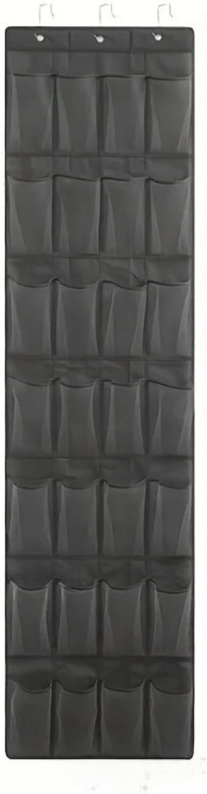1pc 14/28/40-Grid Transparent Fabric Hanging Organizer Foldable Storage Bag for Shoes Underwear (Gray)