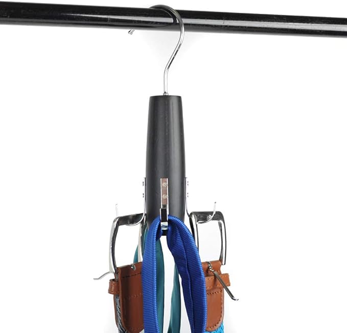 Umo Lorenzo 4-Hook Belt Organizer Closet Hanger Holder for Belts, Ties and Scarves