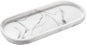Emibele Oval Vanity Tray, 10" Bathroom Countertop Organizer Tray, Kitchen Sink Sponge Holder Soap Dispenser Resin Marble Tray for Perfume Jewelry Candle, Small, White Marble