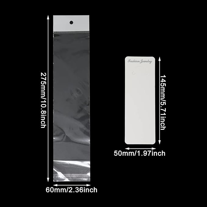 "Honbay 100PCS Keychain Display Cards Keyring Packaging Cards Blank Jewelry Display Hanging Cards and 100PCS Self Sealing Bags for Keychain Display, Organization and Storage"