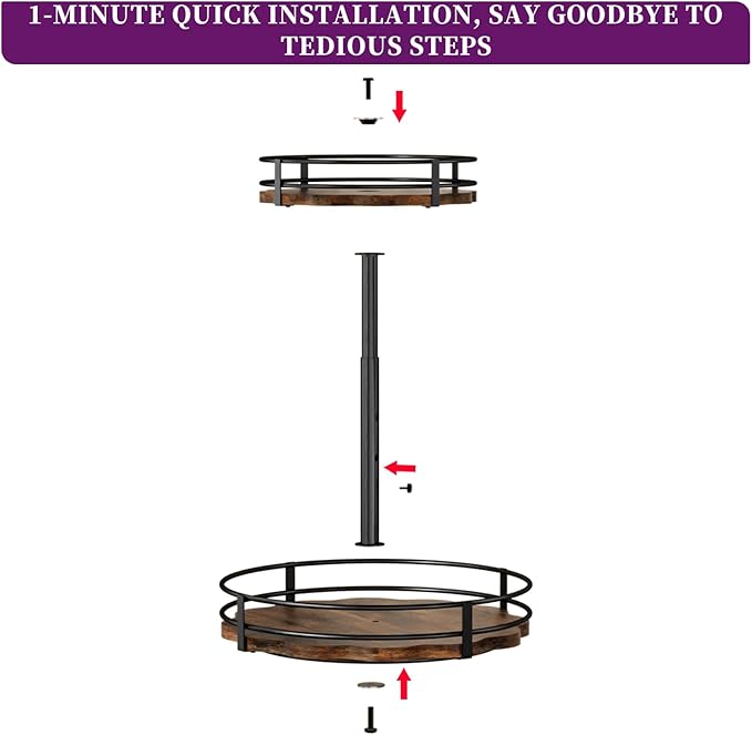 Heavy-Duty 2-Tier Lazy Susan Organizer, Adjustable to Different Heights, Countertop Spice Rack, Upgraded Thickened Wooden Board, Suitable for Seasoning Organizer, Kitchen Organization