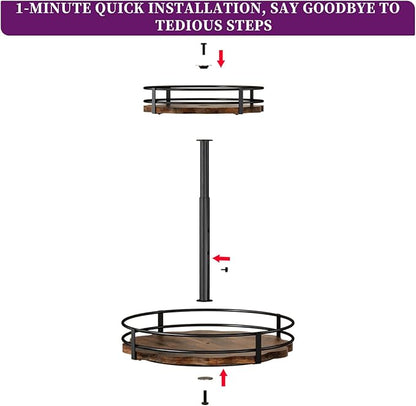 Heavy-Duty 2-Tier Lazy Susan Organizer, Adjustable to Different Heights, Countertop Spice Rack, Upgraded Thickened Wooden Board, Suitable for Seasoning Organizer, Kitchen Organization