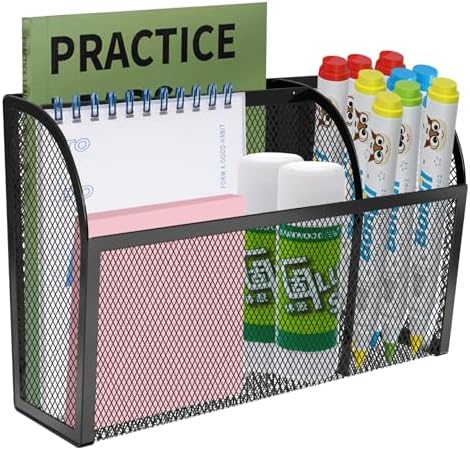 Magnetic Pencil Holder-Magnetic Basket for Fridge 3-Grid Mesh Magnetic Pen Holder for Refrigerator, Extra Strong Magnets Mesh Marker Holder Locker Accessories Organizer for Whiteboard by Unknown