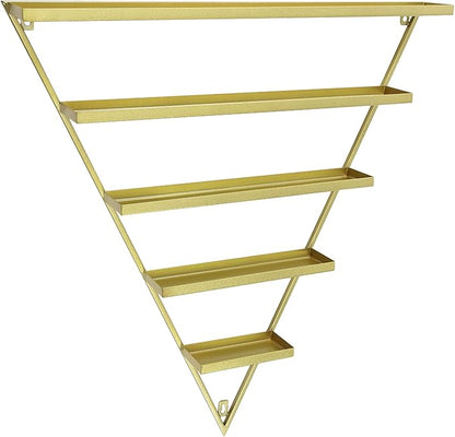 Metal Nail Polish Rack for Nail Salon, 5 Tiers Nail Polish Rack, 10PCS Triangular Perfume Holder, Lipstick Perfume Wall Shelf for Spa Nail Salon Shop Home (Gold)
