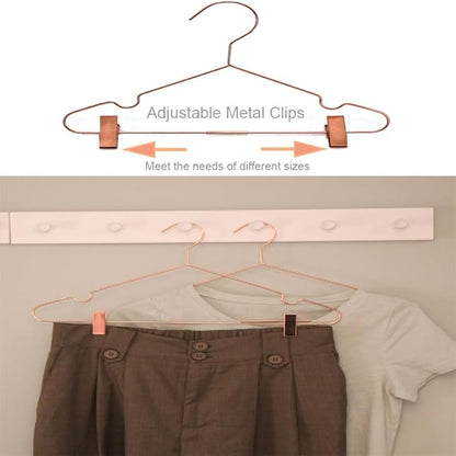 50Pack Koobay 16.5" Metal Hook Wire Rose Gold Copper Hangers with Clips Clothes Stroage Coat Hangers
