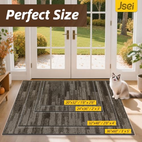 JSEI Dirt Trapper Door Mat 20"x32", Non-Slip Doormat, Brown - Image 2