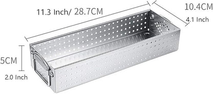 304 Stainless Steel Cutlery Tray Drawer Organizer - Mesh Kitchen Utensil Drawer Organizer/Silverware Storage Kitchen Utensil Flatware Tray - 11.3x4.1x2.0 Inch