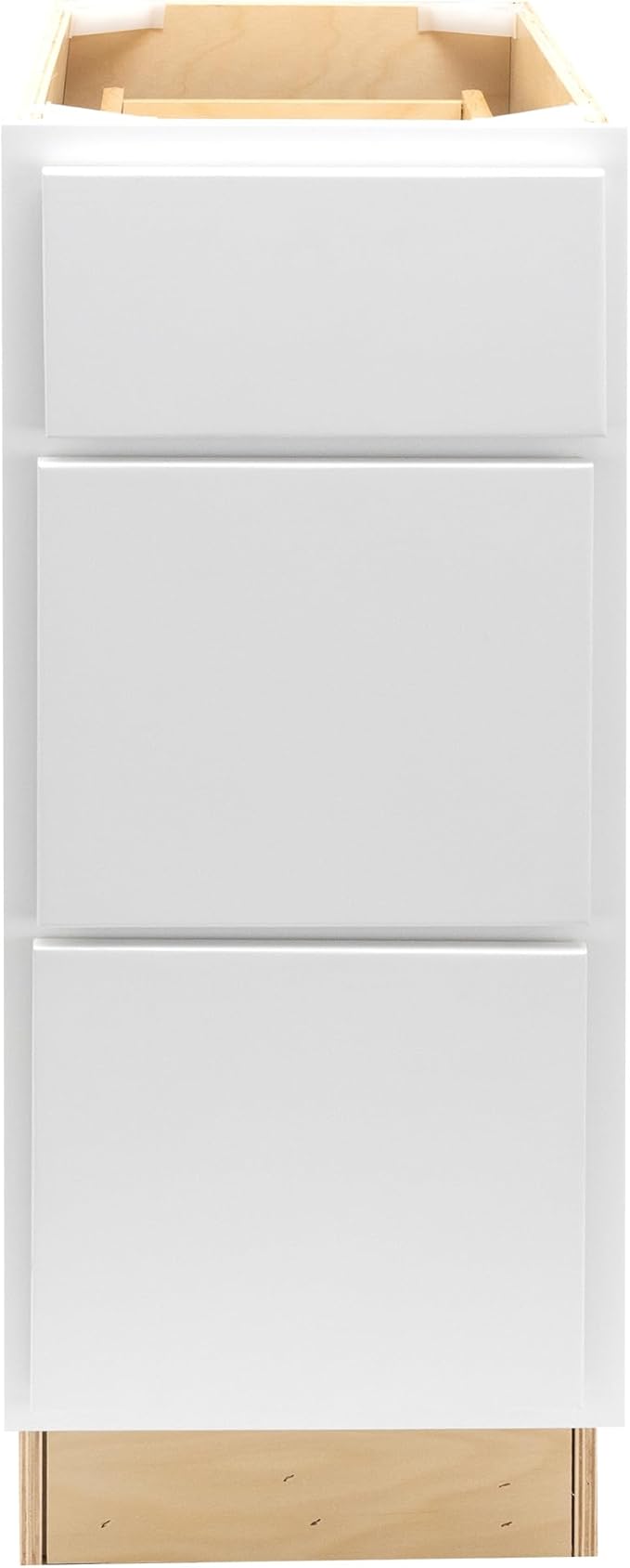Quicklock RTA (Ready-to-Assemble) | Base Kitchen Cabinets - Shaker Style | Made in America (Pure White, 15" W x 34.5" H x 24" D 3 Drawer Pots and Pans)