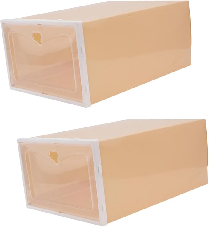 Cabilock 2Pcs Thickened Transparent Drawer Type Shoe Box for Men Stackable Plastic Footwear Storage Container with Large Capacity Space-saving Shoe Organizer for Home and Office