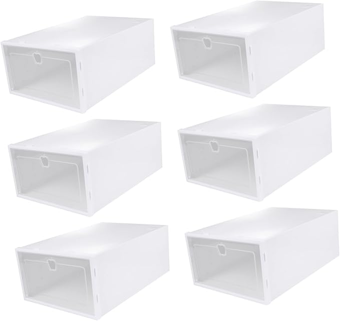 Healifty 6-Piece Thick Shoe Storage Boxes Drawer-Type Organizer for High Heels Sneakers and Boots Plastic Stackable Shoe Case for Closet and Entryway