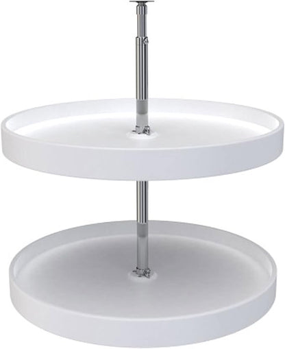 Rev-A-Shelf 24" Dual Full Circle Lazy Susan Organizer for Upper Corner Kitchen Cabinets, Plastic Home Storage 2 Tier Shelves, White, 6012-24-15-52