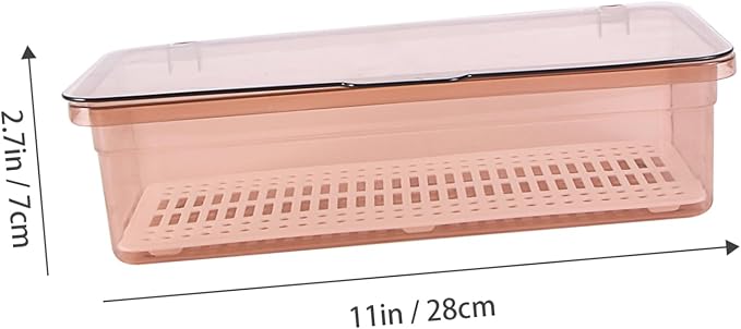 SHOWERORO Chopsticks Drain Storage Box with Lid Food Grade Plastic Kitchen Utensil Organizer and Tableware Holder for Dry Clean Chopstick and Cutlery Storage 11.02X5.12X2.76 Inches