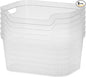 Sterilite 7 x 11 x 14.25 Inch Polished Open Scoop Front Storage Bin with Comfortable Carry Through Handles for Household Organization, Clear (6 Pack)