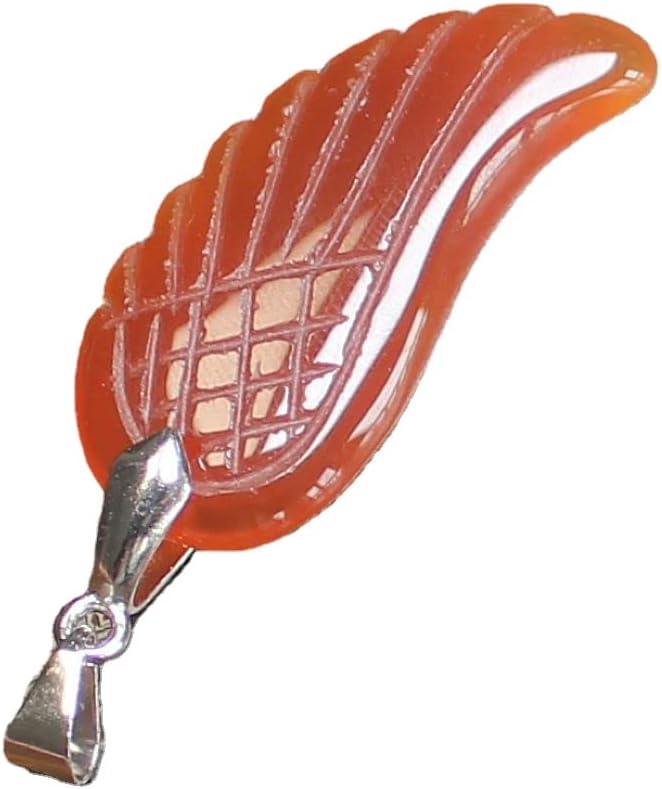 35mm Hand carved mixed gemstom angel wing for necklace pendant bead (red agate)