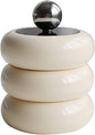TOPINCN Qtip Holder, Nordic Qtip Holder Dispenser Doughnut Shape Makeup Storage Box with Lid for Cotton Swab Storage (Milky White 3 Layers)