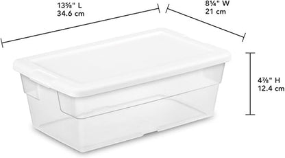 Sterilite 36-Pack 6 Quart Storage Box, Stackable Clear Plastic Bins with Snap-On Lids - Heavy-Duty Organizing Containers for Closet, Bathroom, and Office