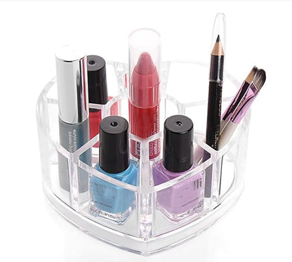 Kamay's Acrylic Makeup Brush Holder, Heart Shape Acrylic Cosmetic Organizer Can Be Used As Cosmetic Storage, Lip Tips Holder/Box SF-1057