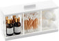 mDesign Cosmetic Divided Organizer Storage Canister Box with 3 Sections and Lid for Bathroom Vanity Countertop - Holder for Cotton Swabs, Perfume, Lipstick - Lumiere Collection - Clear/White