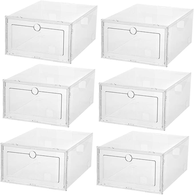 Ciieeo 6pcs Plastic Shoes Box Stackable Storage Containers for Sneakers Organizing Storage Boxes Lids