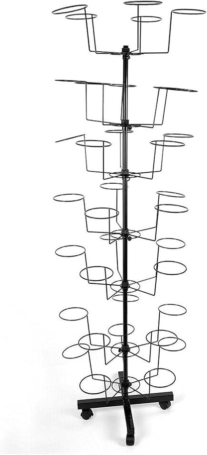 LOYALHEARTDY Hats Stand Display, Adjustable Iron Hat Rack Stand, Hat Rotating Display 35 Hats Rotating Hat Display Rack Free Standing Metal Floor Caps Head-wear Stand 7 Tier (Black)