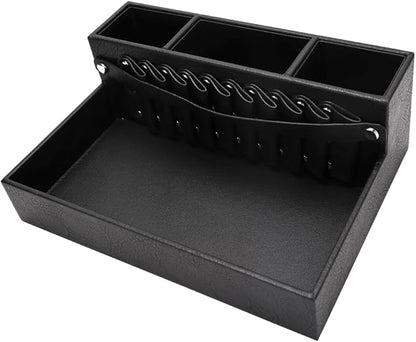 Barber Storage Box,Hairdressing Tool Holder, Multifunctional Detachable Large Storage Box, Shear Holder PU Leather Salon Scissors Holder, Hair Cutting Tools Storage Case for Barber Accessories(Small)