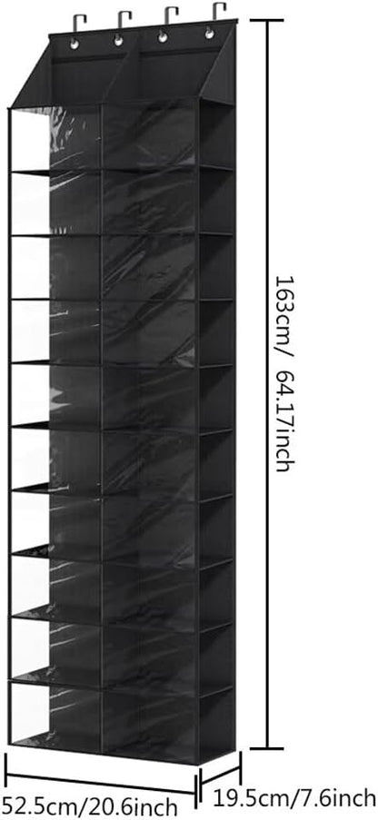 1 Pack Clear Dustproof Door Shoe Storage Organizer,Double Row 10 Tier PVC Hanging Shoe Holder,Space Saver - Holds 20 Pairs