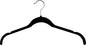 Black Velvet Ultra Thin Slimline Hanger with Notches, (Box of 25) Space Saving Flocked Top Hangers with Chrome Hook