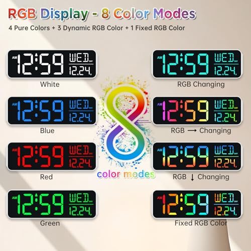 Peakeep Large Display Digital Alarm Clock for Bedroom with Date Day of Week - Image 3