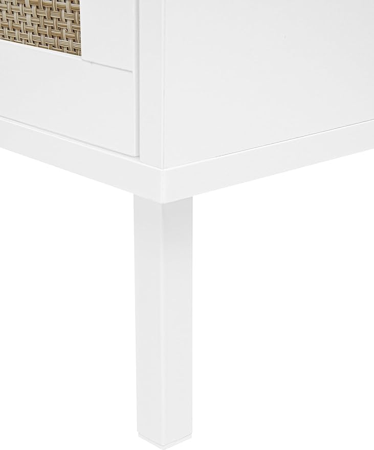ZeHuoGe Rattan Shoe Cabinet with 3 Flip Drawers, Narrow Hidden Shoe Rack Storage Cabinet for Heels,Slippers, Free Standing Shoe Rack, Entrance Hallway Entryway (White)