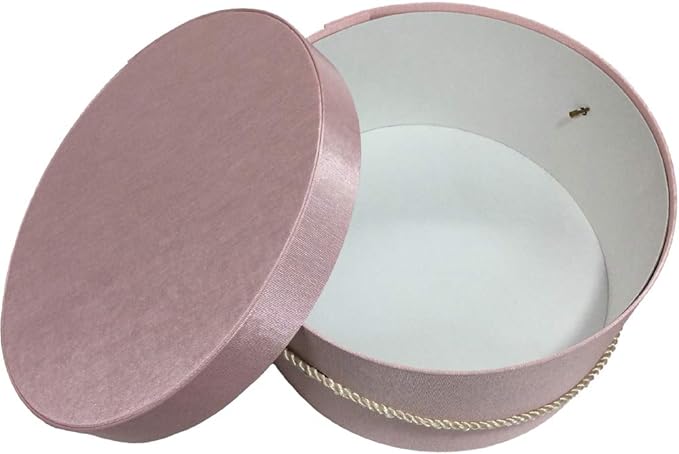 Sarah's Hat Boxes Classic Pink Hat Box – 21.5" x 11.5" (Dia. x Ht.) Handmade in USA – Odorless Non-Toxic Adhesive, Cording Handle – Premium Storage for Hats & Accessories