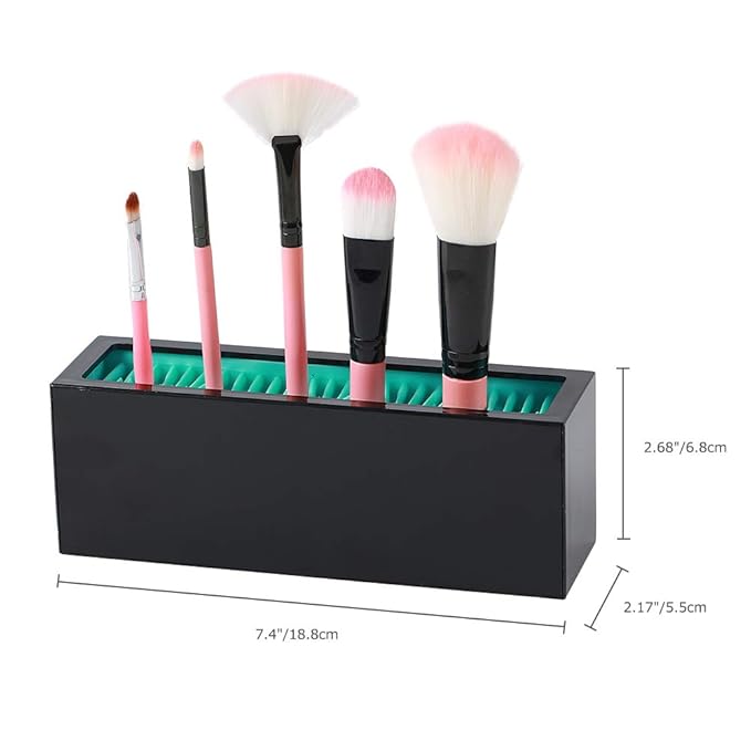 JAMEND CLXP Makeup Brushes Holder Organizer, Silicone Vanity Air Drying Rack Display Storage for Brush, Eyeliners and More, Practical Cosmetic Tools Container (Red-Black)