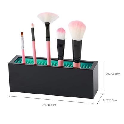 JAMEND CLXP Makeup Brushes Holder Organizer, Silicone Vanity Air Drying Rack Display Storage for Brush, Eyeliners and More, Practical Cosmetic Tools Container (Red-Black)