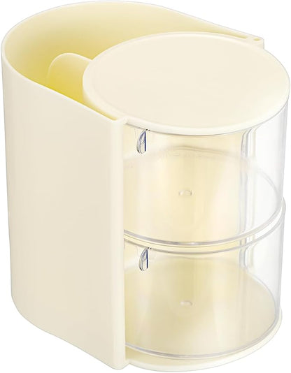 Rotating Hair Accessories Organizer with Comb Holder Cosmetic Storage Case for Makeup Sponge Plastic Desktop Organizer, 2-Layer Yellow