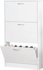 White Free Standing Shoe Cabinet, Entryway Narrow 3-Tier Shoe Storage Organizer with Flip Drawers