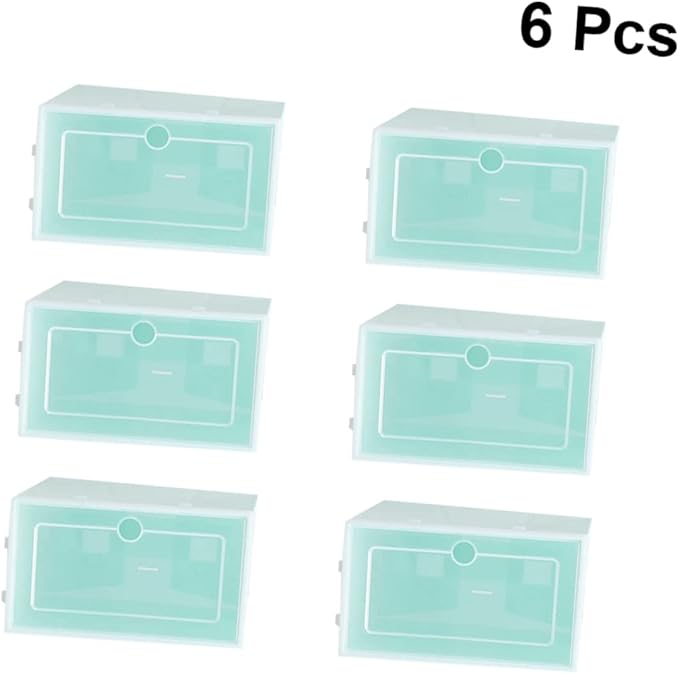 6PCS Stackable Shoe Storage Box Thick Plastic Shoe Containers Foldable Design for Sneakers Closet Organization Space-Saving Solution
