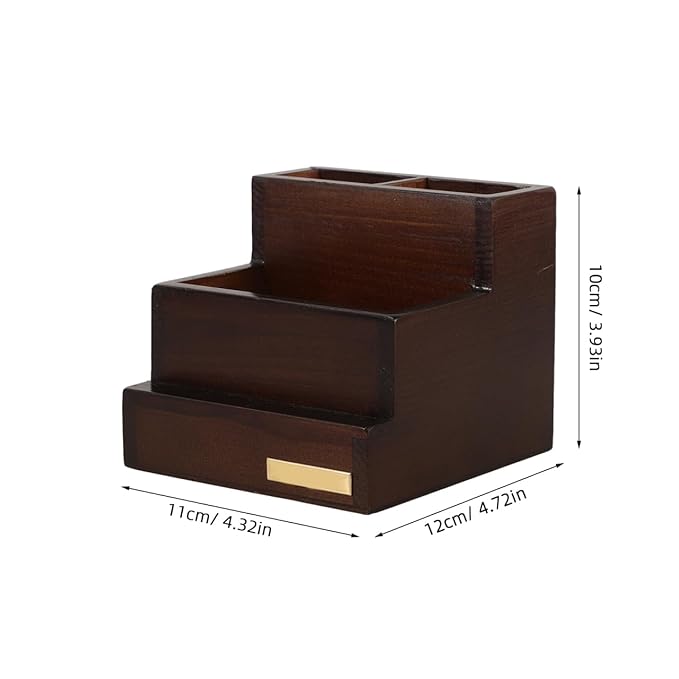 minkissy Antique Solid Nail Tool Storage Box 4.72X4.33X3.93 Inch Desktop Organizer Large Capacity for Manicure Drill Bits Brushes Polishing Heads Home Salon Use