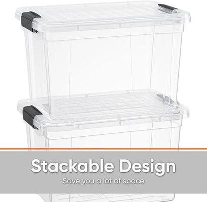 Superio Small Clear Storage Box with Lid, 8.75 Quart Plastic Container Bins for Organizing, Stackable Crates, BPA Free, Non Toxic, Odor Free, Organizers for Home, Office, School, and Dorm