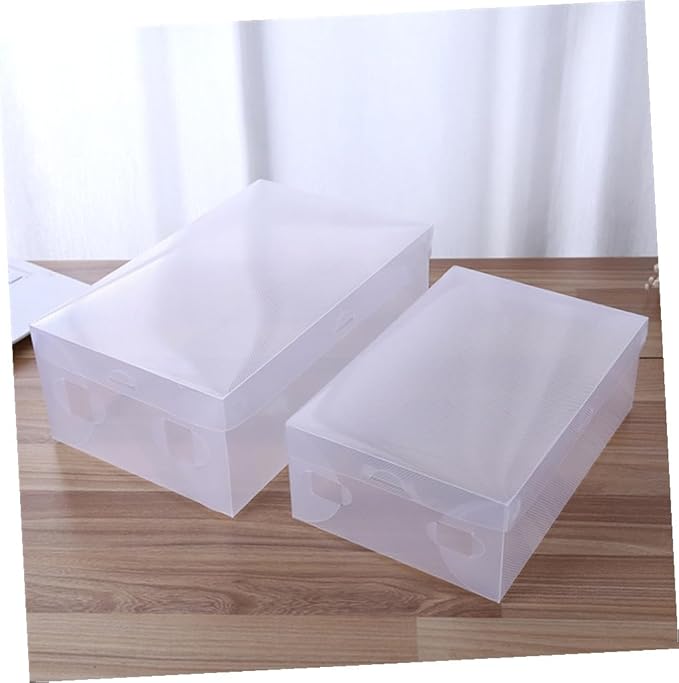 Ciieeo 6pcs Large Shoe Storage Boxes 33x20x12cm Plastic Shoe Containers with Flip-top Lid White Dustproof Organizers for Home Closet Storage