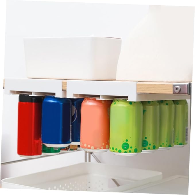 DOITOOL 2pcs Double Row Hanger Can Dispenser for Refrigerator Space-saving Drink Organizer for Diameter Cans Beverage Holder for Kitchen Cabinets and Shelves