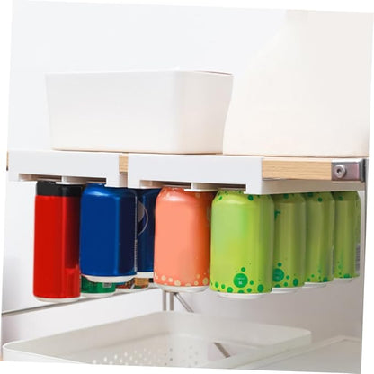 DOITOOL 2pcs Double Row Hanger Can Dispenser for Refrigerator Space-saving Drink Organizer for Diameter Cans Beverage Holder for Kitchen Cabinets and Shelves