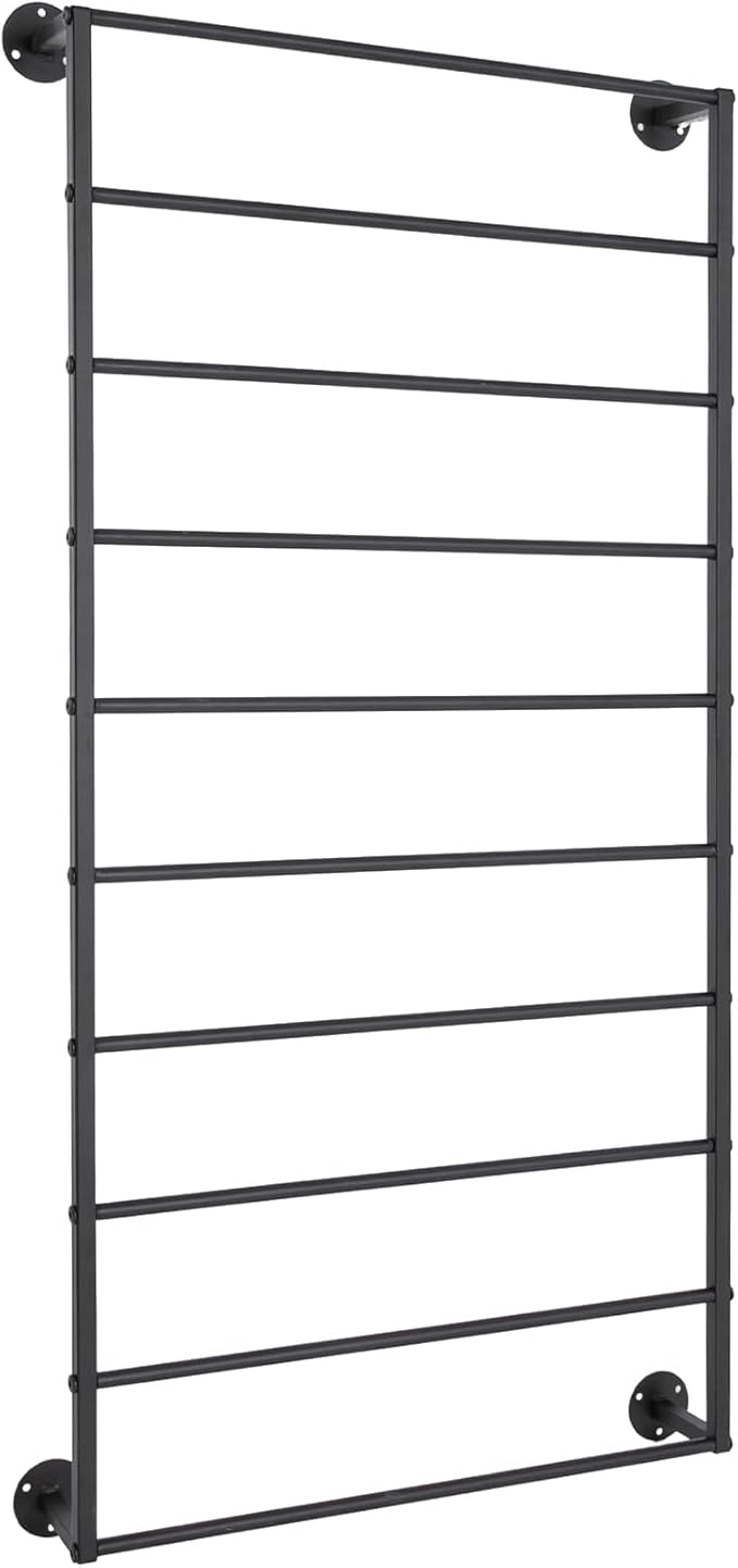 Wall Mounted Scarf Rack 10 Tier Scarf Display Stand Black Metal Scarf Holder Organizer Rack Commercial Clothing Store Wall Mounted Ribbon Storage Rack for Towel Scarf Ribbon