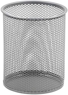 Office Round Desk Steel Mesh Pencil Cup Pen Holder Silver, 2210 by YBMHome