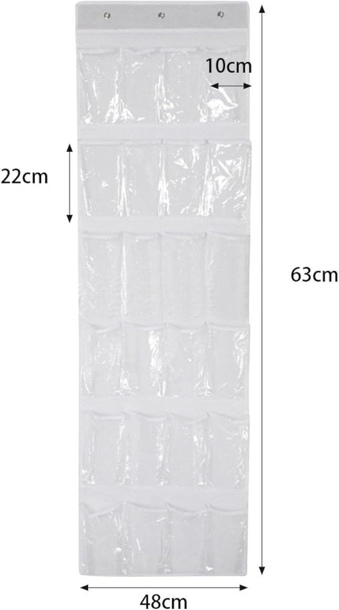 Over the Door Shoe Organizer, Hanging Shoe Rack for Door, Large Capacity Shoe Organizer Holder with 24 Large Pockets for Closet Storage, Clear Hanging Shoe Shelves Shoe Hanger Storage Organizer Bag (C)