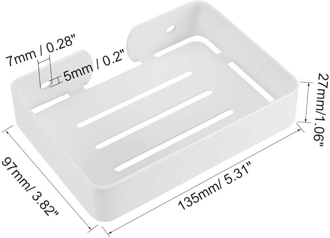 uxcell Soap Dish Holder Saver SUS304 Stainless Steel Wall Mounted Tray with Installation Kits White for Shower Bathroom Tub and Kitchen Sink