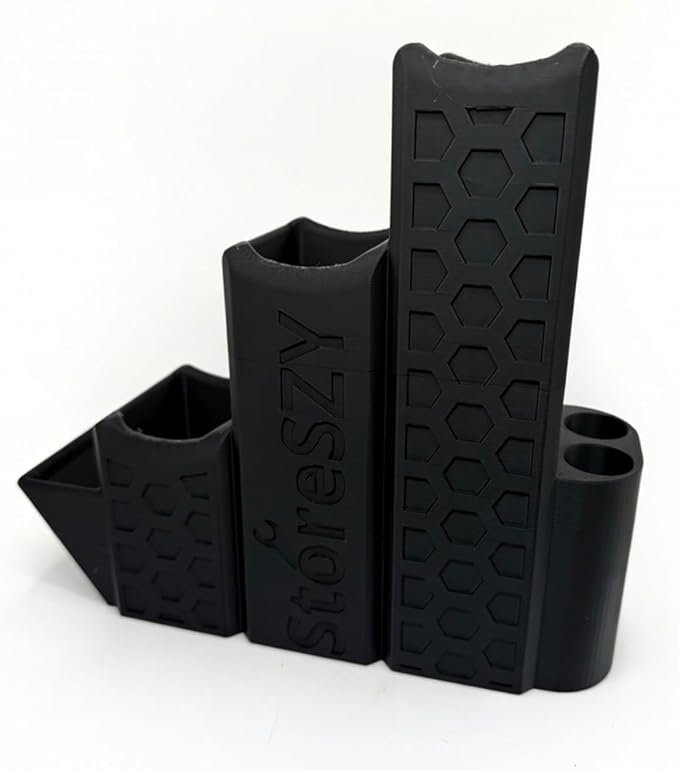 ZipStation Pro Zip Tie Organizer – 3 Tier Holder with Cutter Slot & Pen Storage – Magnetic Toolbox Organizer (Black)