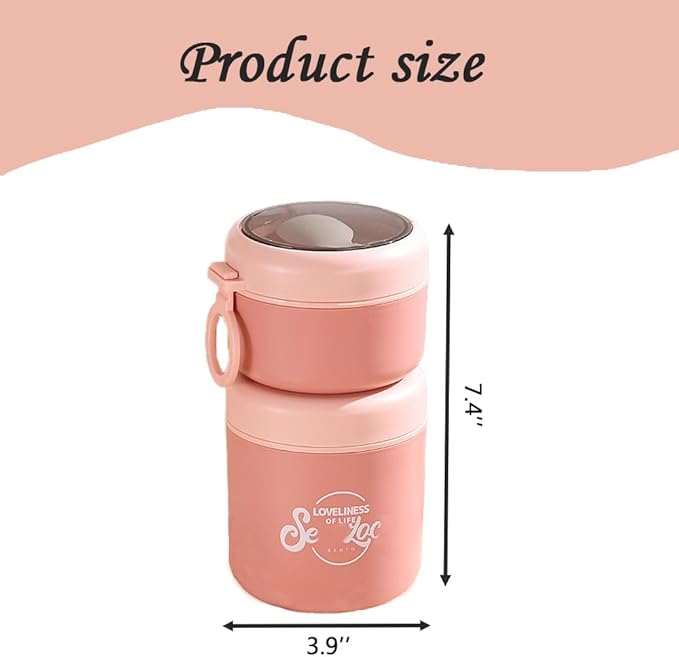 18+10 oz Reusable Yogurt Containers with Lids and Spoons,Overnight Oats Cereal Containers with Lids,Snack Cup Box Stackable Breakfast and Lunch Containers (Pink)