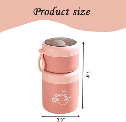 18+10 oz Reusable Yogurt Containers with Lids and Spoons,Overnight Oats Cereal Containers with Lids,Snack Cup Box Stackable Breakfast and Lunch Containers (Pink)